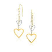 Bids.com 10k Two-Tone Gold Cutout Heart Chain Dangling Earrings Earrings