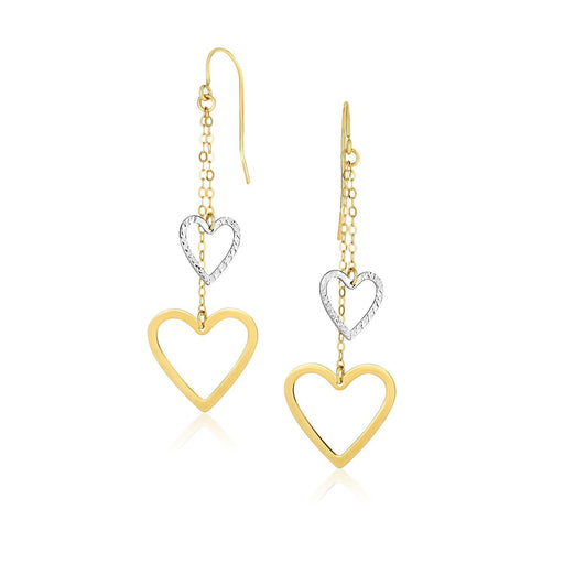 Bids.com 10k Two-Tone Gold Cutout Heart Chain Dangling Earrings Earrings