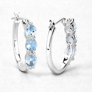 Bids.com 1.75 Carat Genuine Aquamarine and White Diamond .925 Sterling Silver Earrings Earrings
