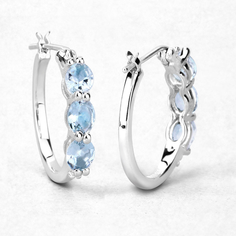 Bids.com 1.75 Carat Genuine Aquamarine and White Diamond .925 Sterling Silver Earrings Earrings