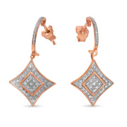 Bids.com 10K Rose Gold Plated Sterling Silver Round Cut Diamond Cushion Dangle Earrings (0.04 cttw, H-I Color, I2-I3 Clarity) Earrings