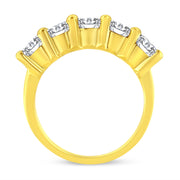 Bids.com 14K Yellow Gold Plated .925 Sterling Silver 2.0 Cttw Shared Prong Set Diamond 5 Stone Wedding Band Ring (J-K Color, I1-I2 Clarity) - Size 7 Rings