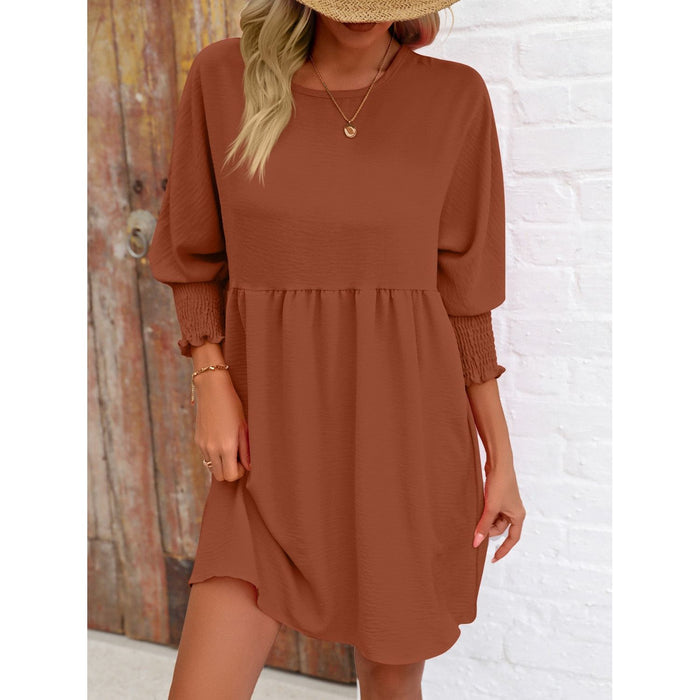 Round Neck Lantern Sleeve Mini Dress