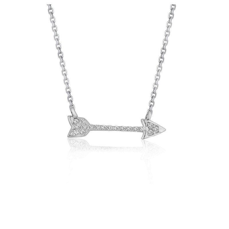 Bids.com Diamond Arrow Style Pendant in 14k White Gold (1/10 cttw) Necklaces
