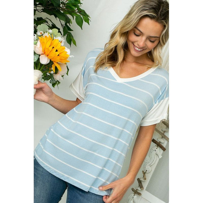 Big Stripe Jersey Mixed Boxy Top