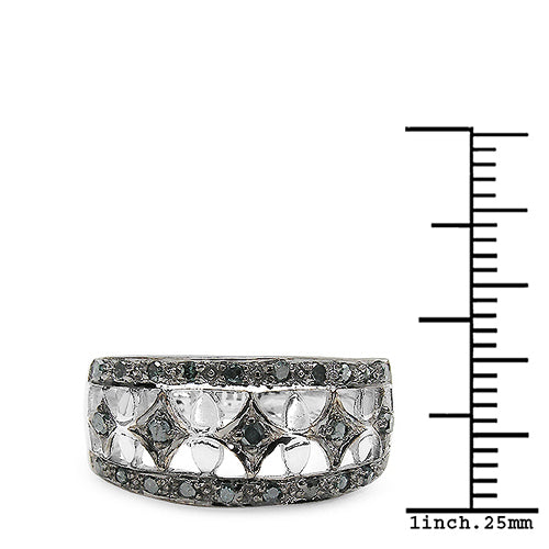 Bids.com 0.29 Carat Genuine Blue Diamond .925 Sterling Silver Ring Rings