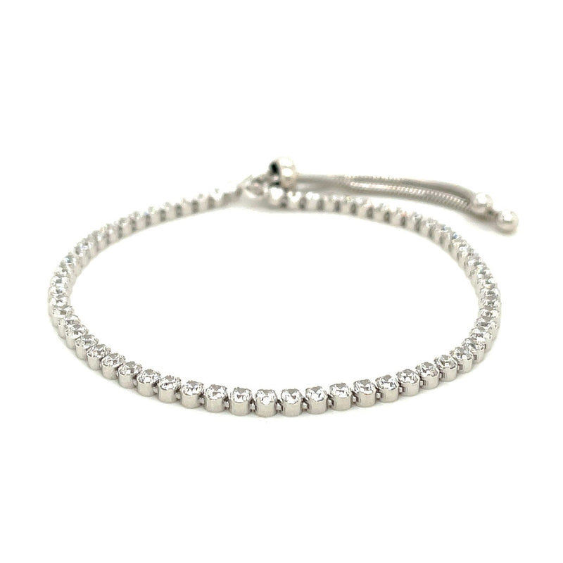 Bids.com Adjustable Tennis Style Bracelet with Cubic Zirconia in Sterling Silver Bracelets