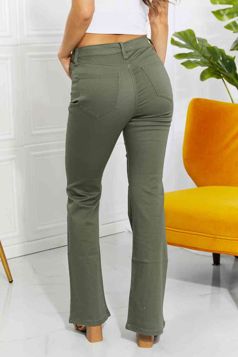 Clementine Full Size High-Rise Bootcut Jeans in Olive