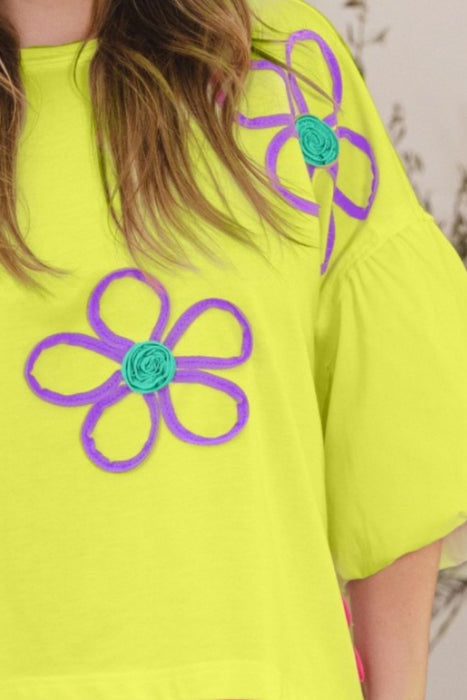 ODDI Flower Embroidery Detail T-Shirt