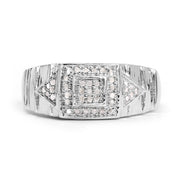 Bids.com 14K White Gold Plated 0.21 Carat Genuine White Diamond .925 Sterling Silver Ring Rings