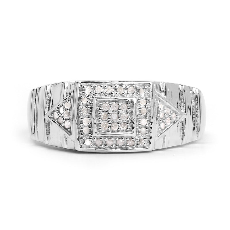 Bids.com 14K White Gold Plated 0.21 Carat Genuine White Diamond .925 Sterling Silver Ring Rings