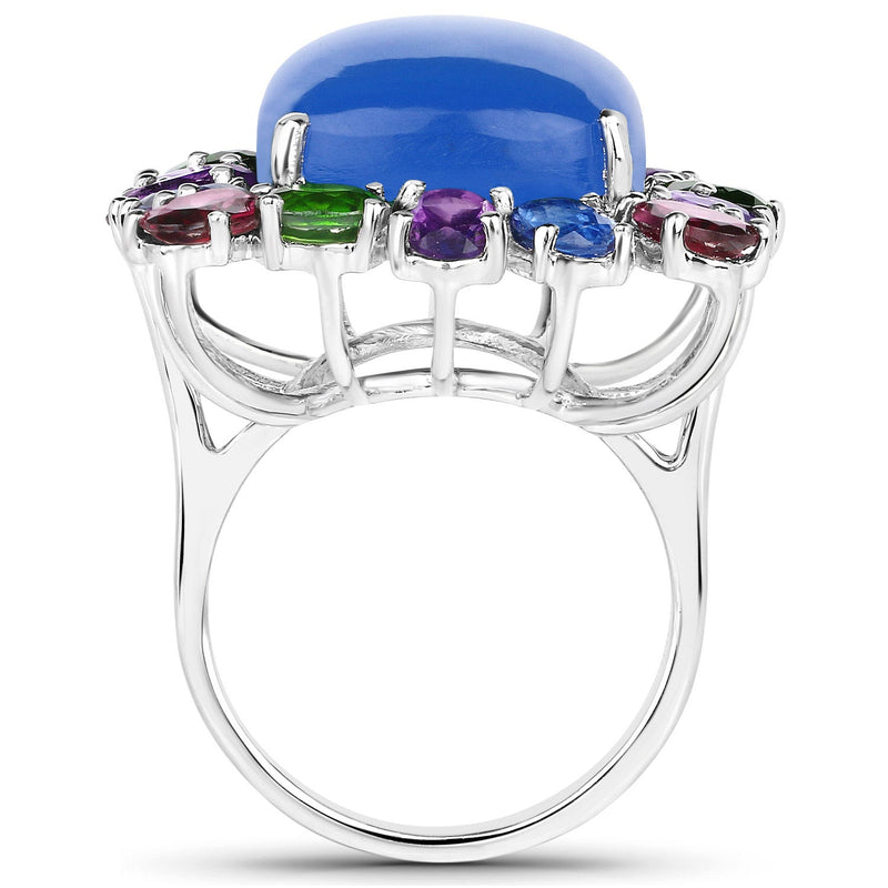 Bids.com 26.67 Carat Genuine Multi Stones .925 Sterling Silver Ring Rings