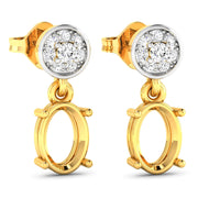 Bids.com 0.11 Carat Genuine White Diamond 14K Yellow Gold Semi Mount Earrings - holds 7x5mm Oval Gemstones Earrings
