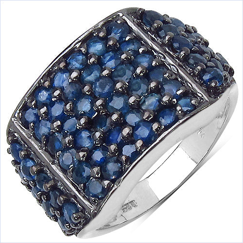 Bids.com 2.86 Carat Genuine Blue Sapphire .925 Sterling Silver Ring Rings
