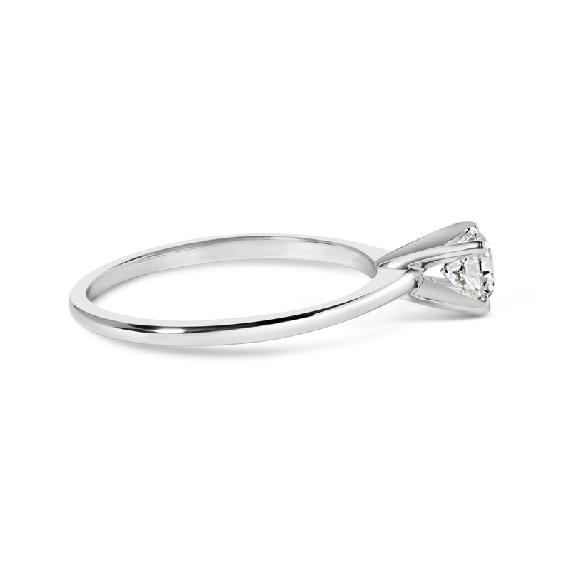 Bids.com 14K White Gold 1/2 Cttw Round Lab Grown Diamond 4 Prong Solitaire Engagement Ring (F-G Color, VS2-SI1 Clarity) - Size 7 Rings