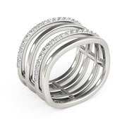 Bids.com 14k White Gold Multiple Band Design Ring with Diamonds (3/8 cttw) Rings