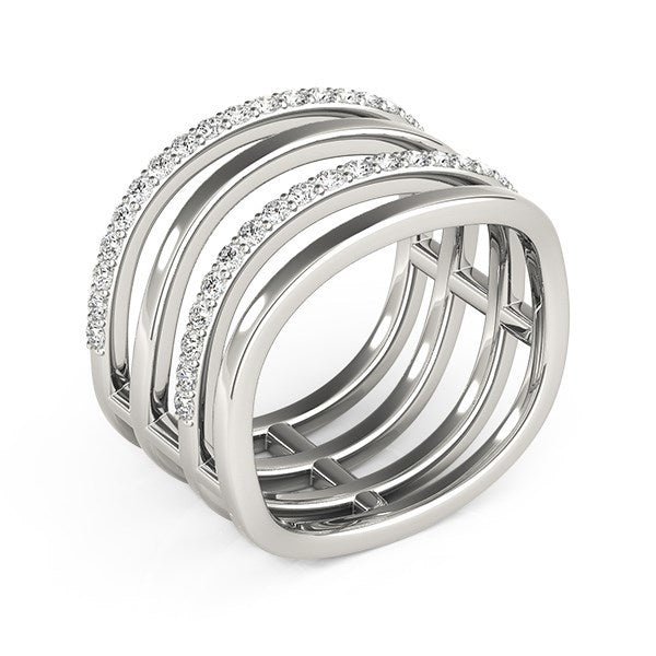 Bids.com 14k White Gold Multiple Band Design Ring with Diamonds (3/8 cttw) Rings