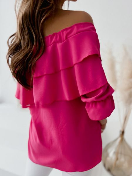 Off Shoulder Tie-Front Ruffle Blouse H6ACEE8PSH