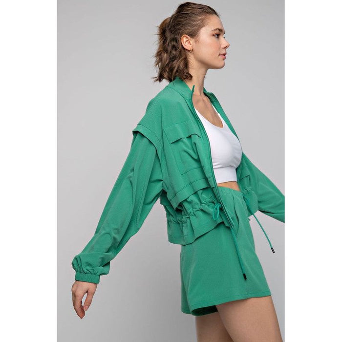 Crinkle Woven Cropped Jacket