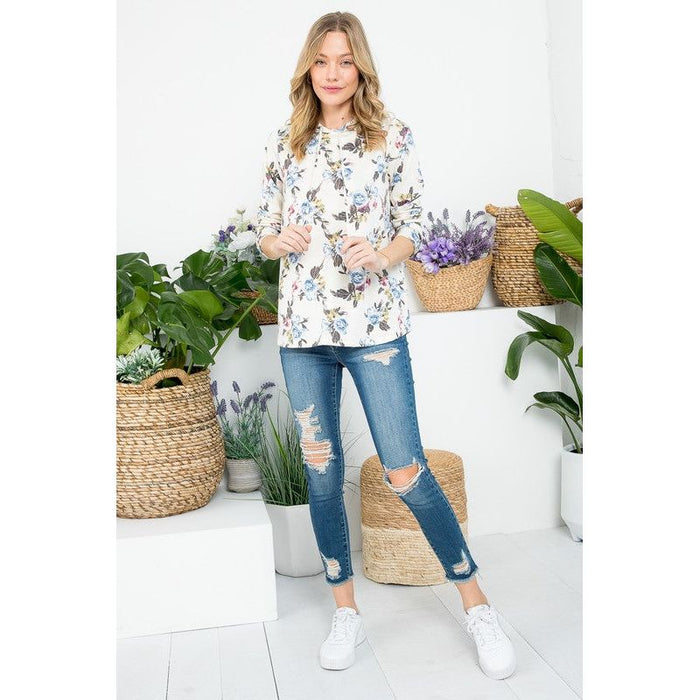 ALLOVER FLORAL SWEATSHIRT TOP