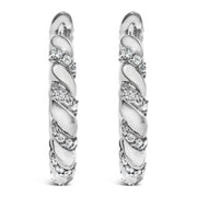 Bids.com 14K White Gold 1 1/5 Cttw Lab Grown Diamond Swirl Design 1" Inch Hoop Earrings (F-G Color, VS1-VS2 Clarity) Earrings