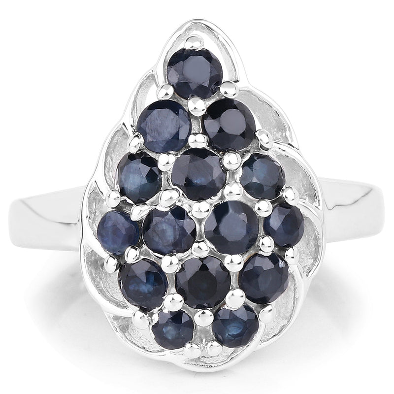 Bids.com 1.62 Carat Genuine Blue Sapphire .925 Sterling Silver Ring Rings
