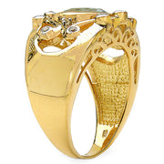Bids.com 14K Yellow Gold Plated 3.42 Carat Genuine Blue Topaz & White Topaz .925 Sterling Silver Ring Rings