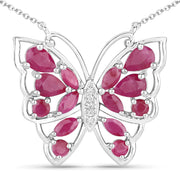 Bids.com 2.88 Carat Genuine Ruby and White Zircon .925 Sterling Silver Necklace Necklaces