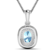 Bids.com 1.35 Carat Genuine Aquamarine and White Diamond 14K White Gold Pendant Pendants