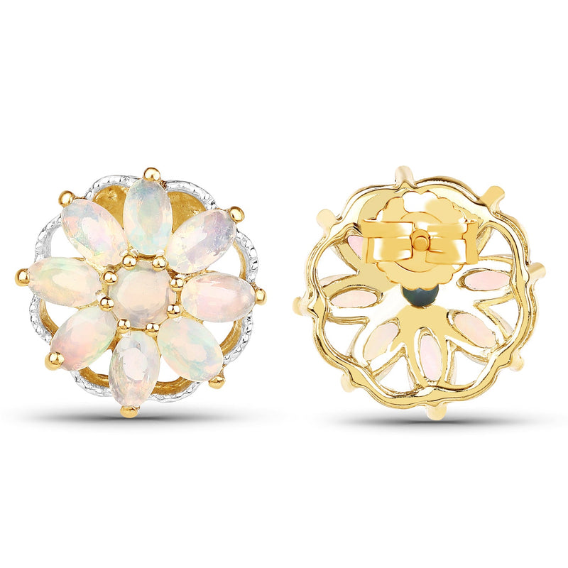 Bids.com 14K Yellow Gold Plated 2.70 Carat Genuine Ethiopian Opal .925 Sterling Silver Earrings Earrings