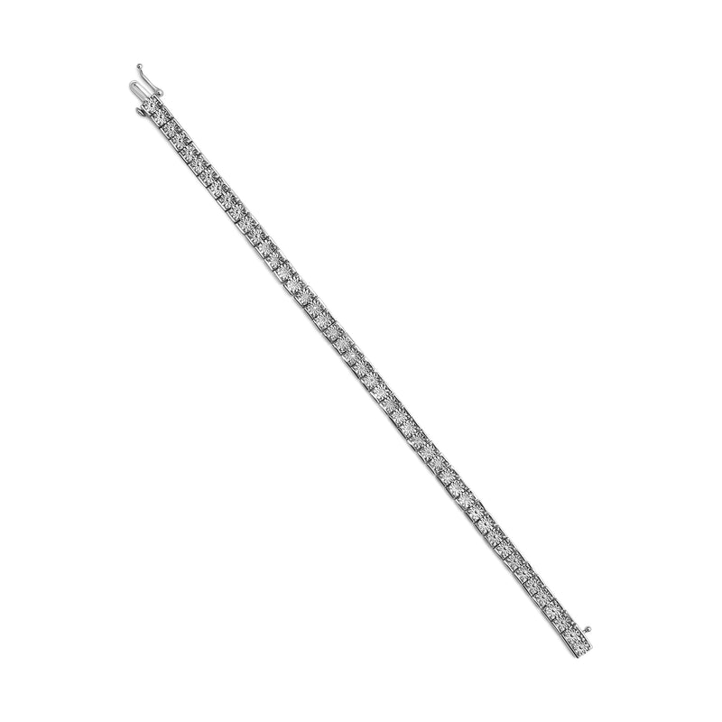 Bids.com .925 Sterling Silver 1/10 Cttw Diamond 7.25" Link Bracelet (I-J Color, I2-I3 Clarity) Bracelets