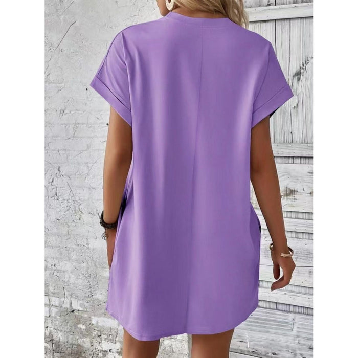 Pocketed Round Neck Short Sleeve Dress