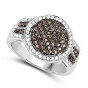 Bids.com 0.44 Carat Genuine Champagne Diamond and White Diamond .925 Sterling Silver Ring Rings