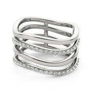 Bids.com 14k White Gold Multiple Band Design Ring with Diamonds (3/8 cttw) Rings