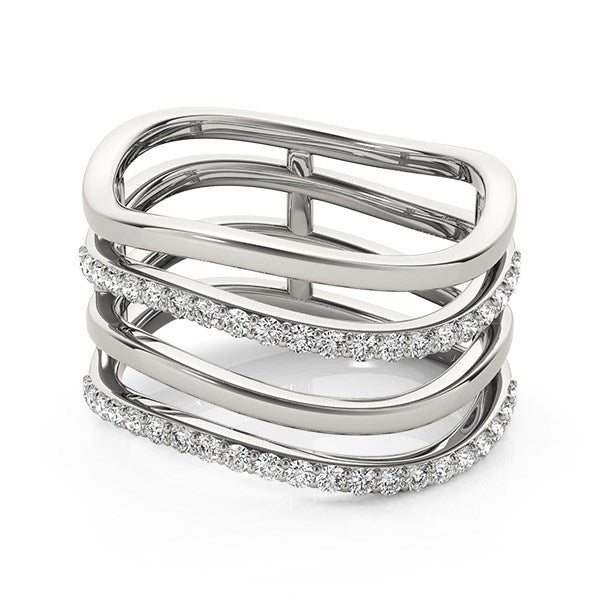 Bids.com 14k White Gold Multiple Band Design Ring with Diamonds (3/8 cttw) Rings