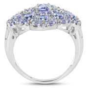 Bids.com 3.31 Carat Genuine Tanzanite .925 Sterling Silver Ring Rings