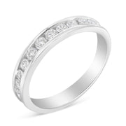Bids.com IGI Certified 1/2 Cttw Round Brilliant Cut Diamond 18K White Gold Channel Set Eternity Style Wedding Band Ring (H-I Color, I1-I2 Clarity) - Size 7 Rings