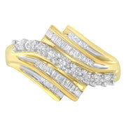 Bids.com 10K Yellow Gold Round and Baguette Diamond-Cut Ring (1/2 Cttw, I-J Color, I1-I2 Clarity) - Size 7 Rings