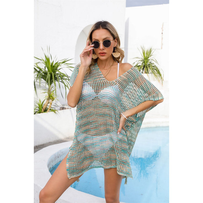 Openwork Slit V-Neck Cover Up