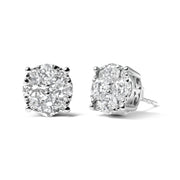Bids.com 14K White Gold 2.00 Cttw Lab Grown Diamond Cluster Stud Earrings (G-H Color, VS1-VS2 Clarity) Earrings