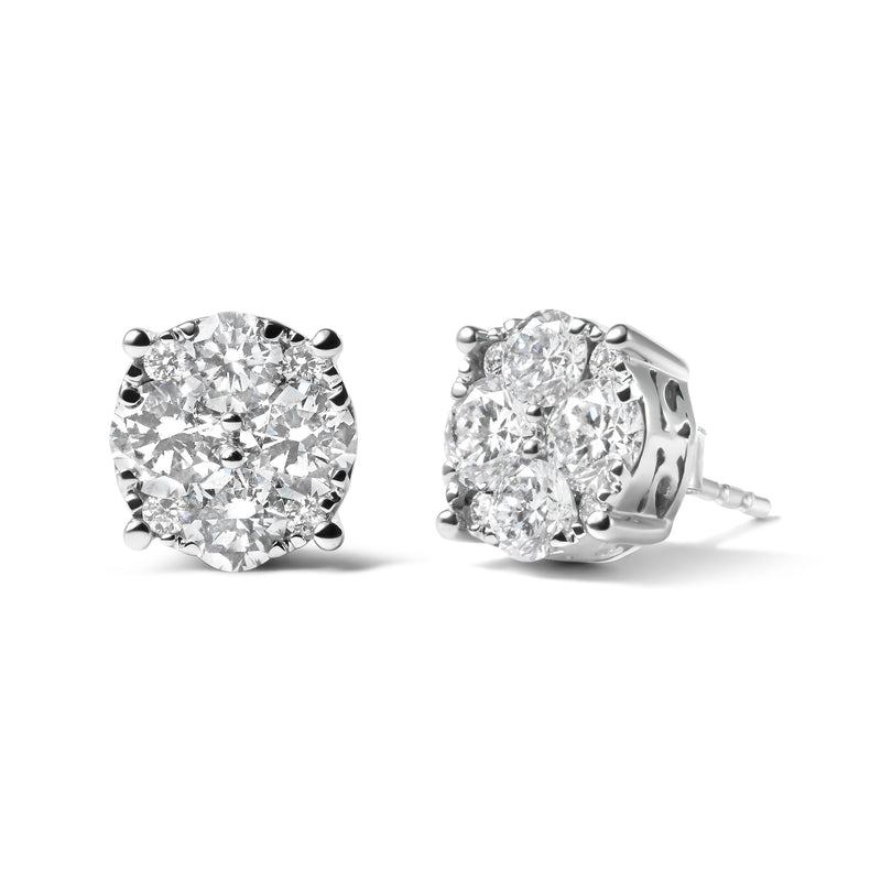 Bids.com 14K White Gold 2.00 Cttw Lab Grown Diamond Cluster Stud Earrings (G-H Color, VS1-VS2 Clarity) Earrings