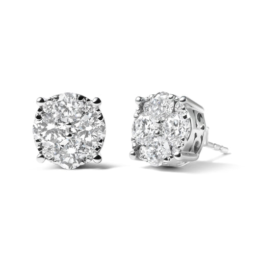 Bids.com 14K White Gold 2.00 Cttw Lab Grown Diamond Cluster Stud Earrings (G-H Color, VS1-VS2 Clarity) Earrings