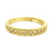 Bids.com IGI Certified 1/2 Cttw Diamond 10K Yellow Gold Prong Set Beaded Milgrain Band Style Ring (J-K Color, I2-I3 Clarity) - Size 7 Rings