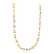 Bids.com 14k Tri Color Gold High Polish Puffed Mariner Link Chain Necklaces