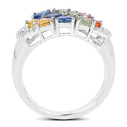Bids.com 2.05 Carat Genuine Multi Sapphire .925 Sterling Silver Ring Rings