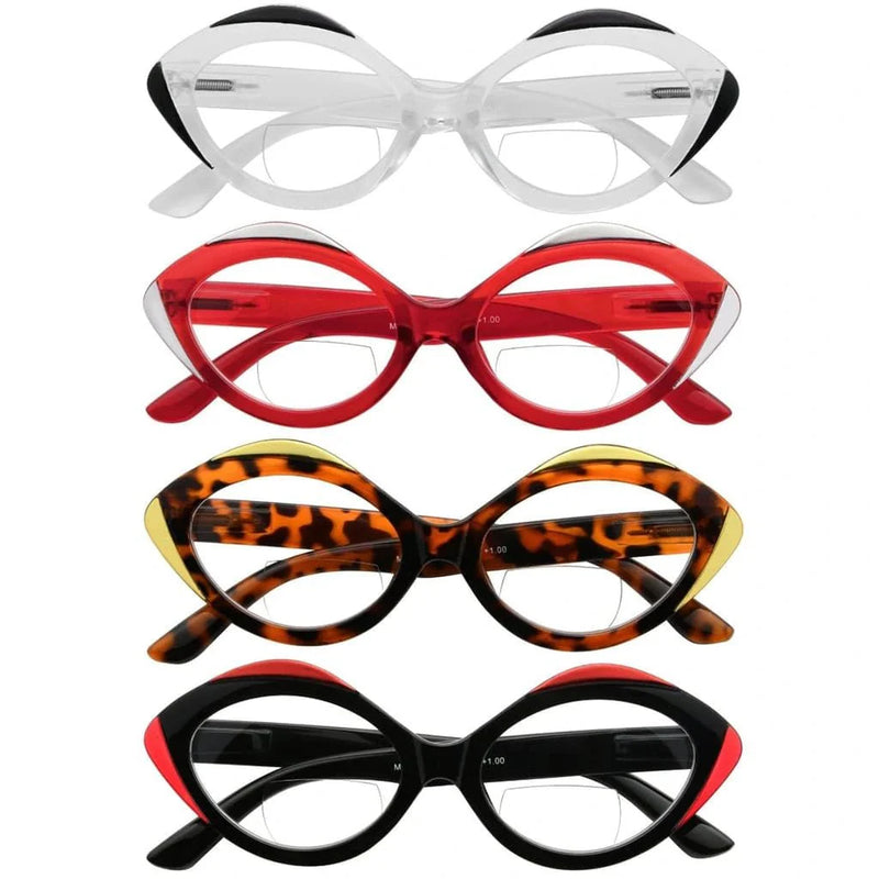 eyekeeper.com 4 Pack Artistic Bifocal Reading Glasses Oval Design Readers BR2128 Eyeglasses