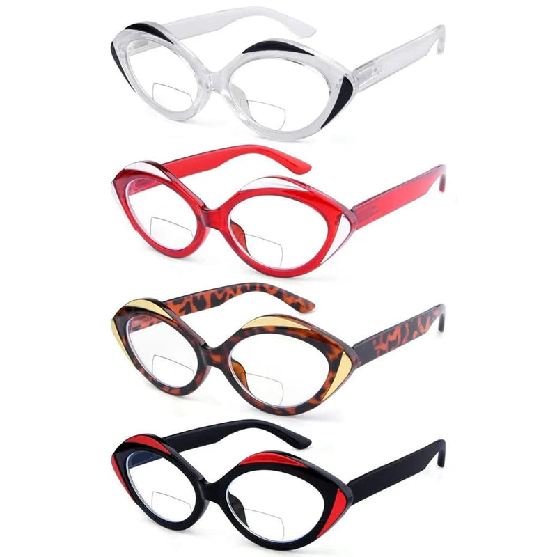 eyekeeper.com 4 Pack Artistic Bifocal Reading Glasses Oval Design Readers BR2128 Eyeglasses