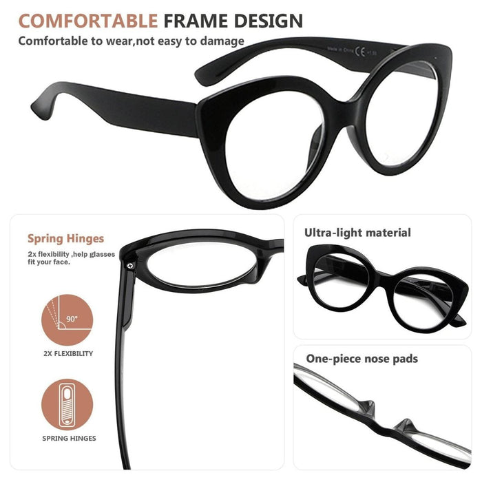 Eyekeeper  - 4 Pack Fashionable Cat-eye Reading Glasses for Women R2012