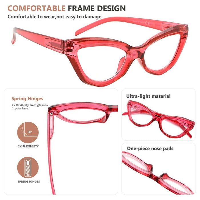 Eyekeeper - 4 Pack Stylsih Cat-Eye Frame Reading Glasses R2033