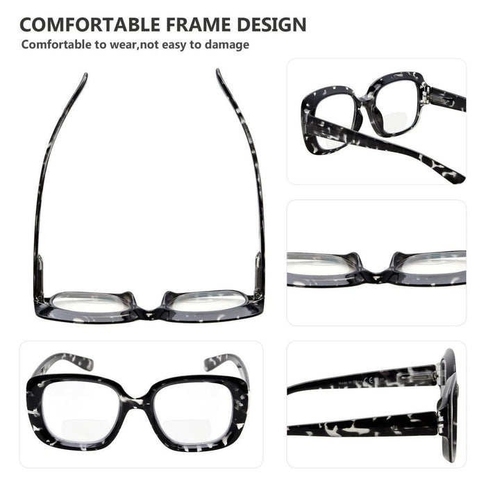 Eyekeeper - 4 Pack Square Thicker Frame Bifocal Reading Glasses Br2035